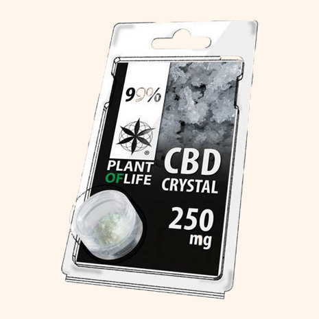 Photo cristaux de CBD 99% pur crystal pur 250mg