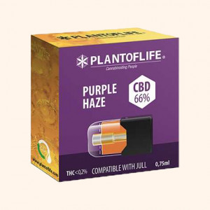 Photo cartouche de e-cigarette JUUL 0,75 ml wax CBD saveur Purple Haze