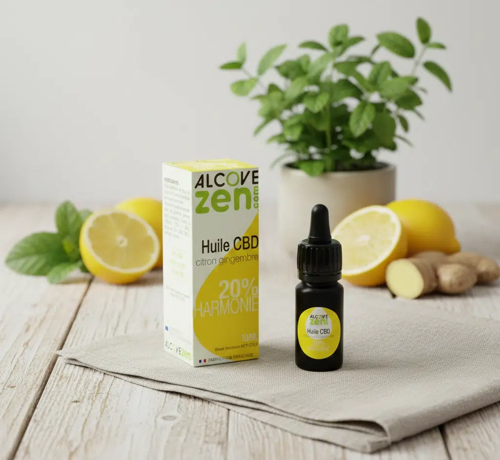 Flacon d'huile de CBD 20% citron gingembre