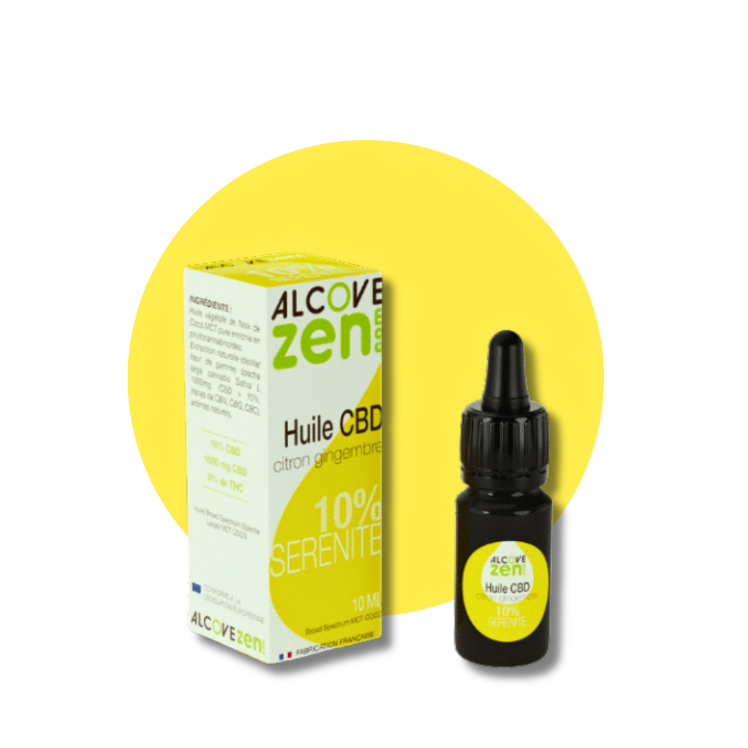 Huile CBD 10% Sérénité Citron Gingembre - AlcoveZen